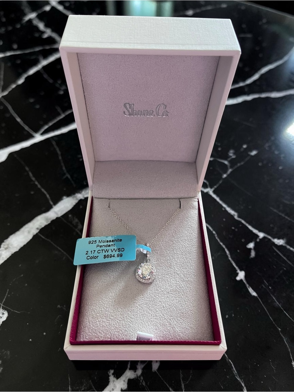 Silver 2.17 CTW Moissanite Pendant Necklace 925 sterling silver